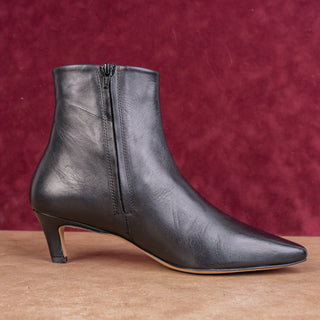 Bibi Lou Women Magda Black Leather Kitten Heel Dress Zip Ankle Boots 10US EUR40