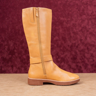 Fitflop Women Knot Mustard Warm Comfortable Leather Zip Knee Boots Size 9