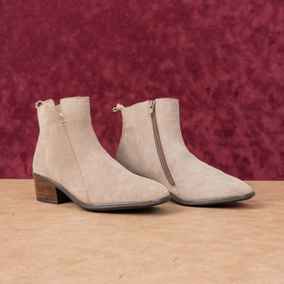 Naot Women Ethic Taupe Suede Zip Fashion Heeled Ankle Boots 7US EUR 38