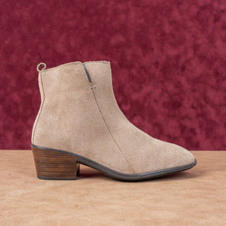 Naot Women Ethic Taupe Suede Zip Fashion Heeled Ankle Boots 7US EUR 38