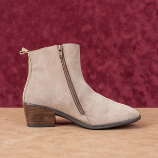 Naot Women Ethic Taupe Suede Zip Fashion Heeled Ankle Boots 7US EUR 38