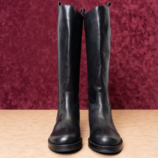 Jeffrey Campbell Women Frien Black Leather Riding Equestrian tall Boots sz 8.5