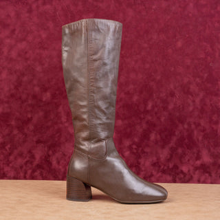 Sofft Women Cecily Waterproof Brown Leather Zip Almond Retro Knee Boots sz 8