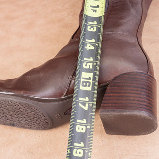 Sofft Women Cecily Waterproof Brown Leather Zip Almond Retro Knee Boots sz 8