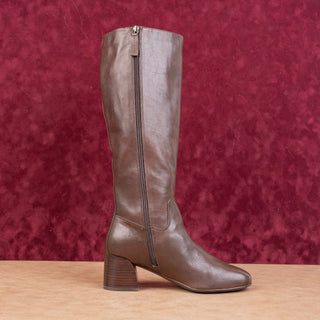 Sofft Women Cecily Waterproof Brown Leather Zip Almond Retro Knee Boots sz 8
