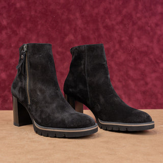 Paul Green Women Modern Western Boho Black Suede Heel Zip Boots sz 9 US AUS 6.5