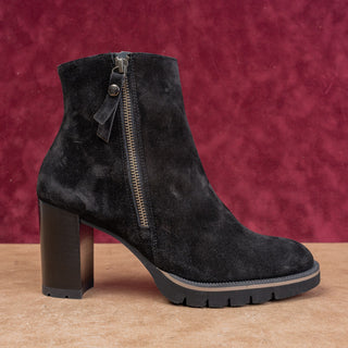 Paul Green Women Modern Western Boho Black Suede Heel Zip Boots sz 9 US AUS 6.5
