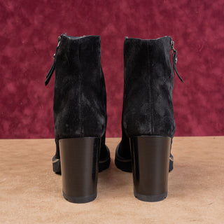 Paul Green Women Modern Western Boho Black Suede Heel Zip Boots sz 9 US AUS 6.5