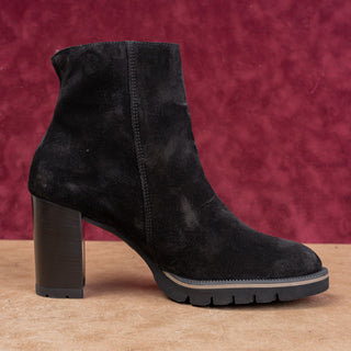 Paul Green Women Modern Western Boho Black Suede Heel Zip Boots sz 9 US AUS 6.5