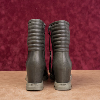Sorel Women Joan of Arctic Waterproof Wedge III Moto Zip Leather Boots sz 9.5
