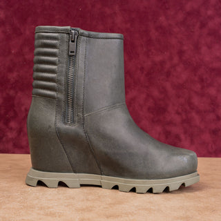 Sorel Women Joan of Arctic Waterproof Wedge III Moto Zip Leather Boots sz 9.5