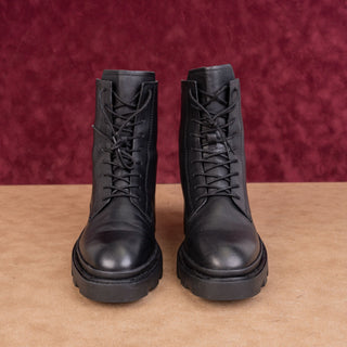 Ash Women Moody Black Leather Festival Party Chunky Combat boots sz 7US EUR37