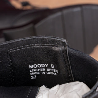 Ash Women Moody Black Leather Festival Party Chunky Combat boots sz 7US EUR37
