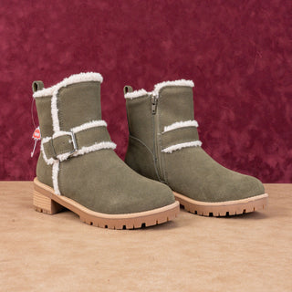 Blondo Women Margo Green Olive Suede Waterproof Faux Fur Winter Boots sz 6