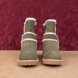 Blondo Women Margo Green Olive Suede Waterproof Faux Fur Winter Boots sz 6