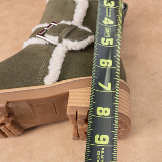 Blondo Women Margo Green Olive Suede Waterproof Faux Fur Winter Boots sz 6