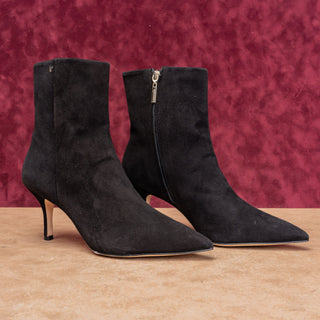 Larroude Women Mini Kate Black Fashion Party Pointy Toe Suede Ankle Boots sz 10