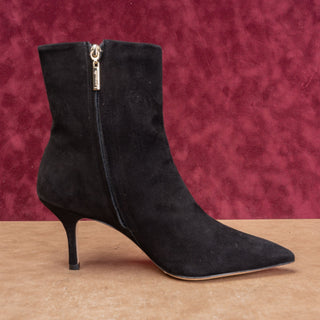 Larroude Women Mini Kate Black Fashion Party Pointy Toe Suede Ankle Boots sz 10