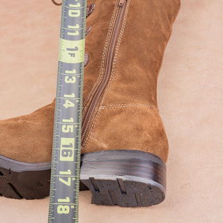 Sofft Women Shearling Cuff Brown Fashion Riding Lace-up Western Zip Boots sz 7.5