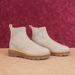 Timberland Women Valley Grey Leather Slip on Ankle Classic Chelsea Boots sz 9.5