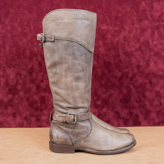 Frye Women Phillip Dark Grey Leather Zip Equestrian Riding Boots sz 7.5