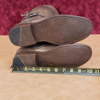 Frye Women Phillip Dark Grey Leather Zip Equestrian Riding Boots sz 7.5