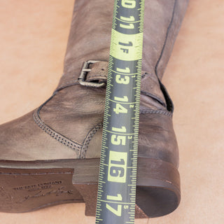 Frye Women Phillip Dark Grey Leather Zip Equestrian Riding Boots sz 7.5