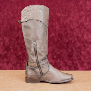 Frye Women Phillip Dark Grey Leather Zip Equestrian Riding Boots sz 7.5