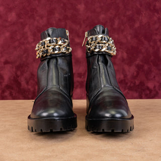 Karl Lagerfeld Paris Women Palmer Black Leather Double Buckle Ankle Boots sz 8