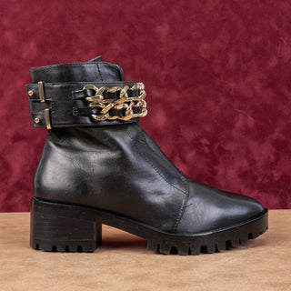 Karl Lagerfeld Paris Women Palmer Black Leather Double Buckle Ankle Boots sz 8