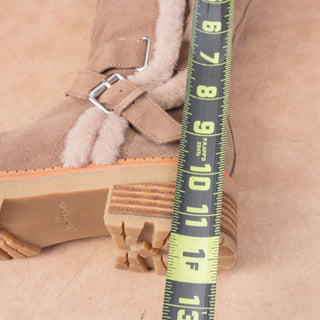 Sam Edelman Women Jailyn Taupe Waterproof Suede Plush Lined Zip Lug Boots sz 7.5