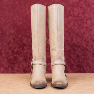 Lucky Brand Women Maltet Taupe Leather Strap Fashion Knee Boots sz 6