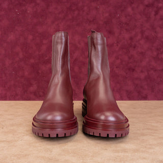 Gianvito Rossi Women Chester Burgundy Leather Chelsea Boots size 6US 36EU