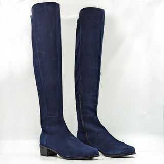 Stuart Weitzman Women 5050 Navy Blue Suede Over The Knee Heel Boots size 11