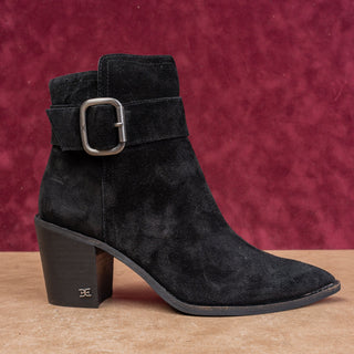 Sam Edelman Women Modern Western Stacked Boho Cottage Heel Black Suede Boots 8