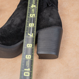 Sam Edelman Women Modern Western Stacked Boho Cottage Heel Black Suede Boots 8