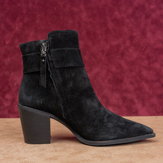 Sam Edelman Women Modern Western Stacked Boho Cottage Heel Black Suede Boots 8