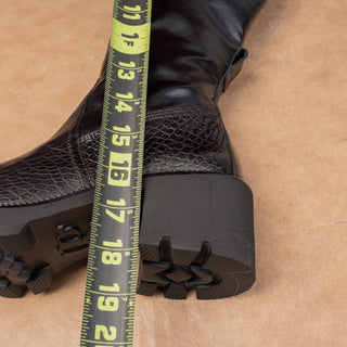 Paul Green Women Black Leather Lug Sole Fashion Party Tall Boots sz 7.5US AUS 5