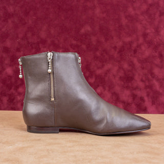 Tory Burch Women Zip Brown Leather Fashion Ankle Boots sz 7.5