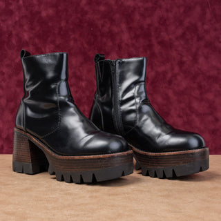 Jeffrey Campbell Wmn Quavo Retro Black Festival Party Leather Platform Boots 9.5