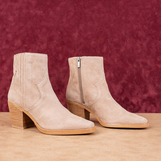Lucky Brand Women Jaide Taupe Suede Western Cowboy Ankle Boots Size 7.5