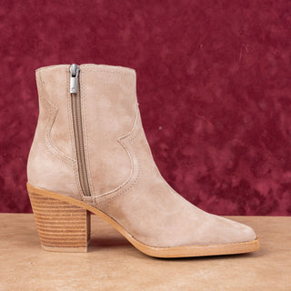 Lucky Brand Women Jaide Taupe Suede Western Cowboy Ankle Boots Size 7.5
