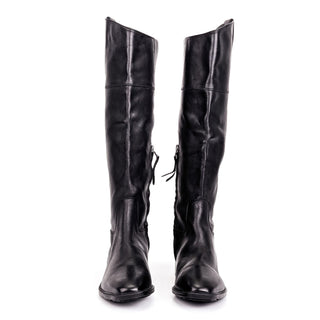 Sam Edelman Women Drina Black Leather Snip Toe Lug Riding Boots size 9