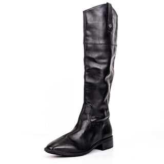 Sam Edelman Women Drina Black Leather Snip Toe Lug Riding Boots size 9