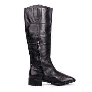 Sam Edelman Women Drina Black Leather Snip Toe Lug Riding Boots size 9