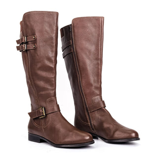Naturalizer Women Jessie Brown Leather Riding Wide Calf Tall Knee Boots 9.5W-WC