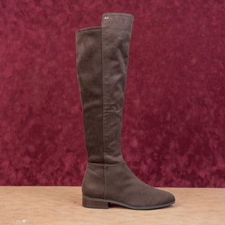 Michael Kors Women Brown Fabric Stretch Riding Knee Boots sz 7.5