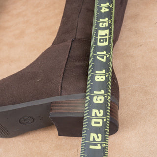 Michael Kors Women Brown Fabric Stretch Riding Knee Boots sz 7.5