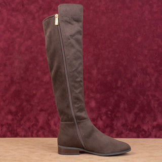 Michael Kors Women Brown Fabric Stretch Riding Knee Boots sz 7.5