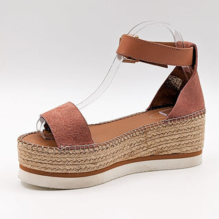 See by Chloe Women Glyn Wedge Espedrille Strap Brown Leather sz 8US EUR 38